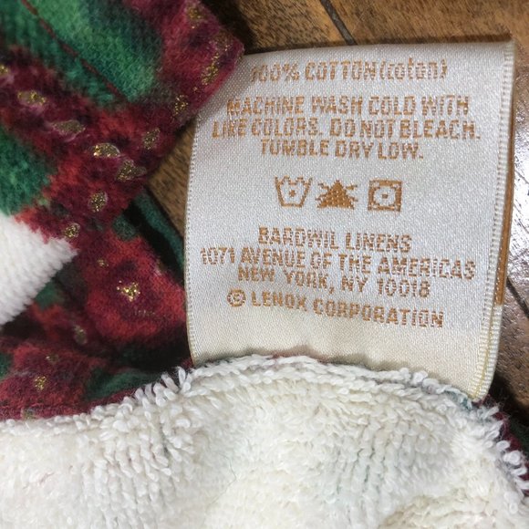 3 LENOX CHRISTMAS TOWELS 2 HAND FINGER Ribbon Tartan Plaid Holly Guest Bathroom - Picture 7 of 7